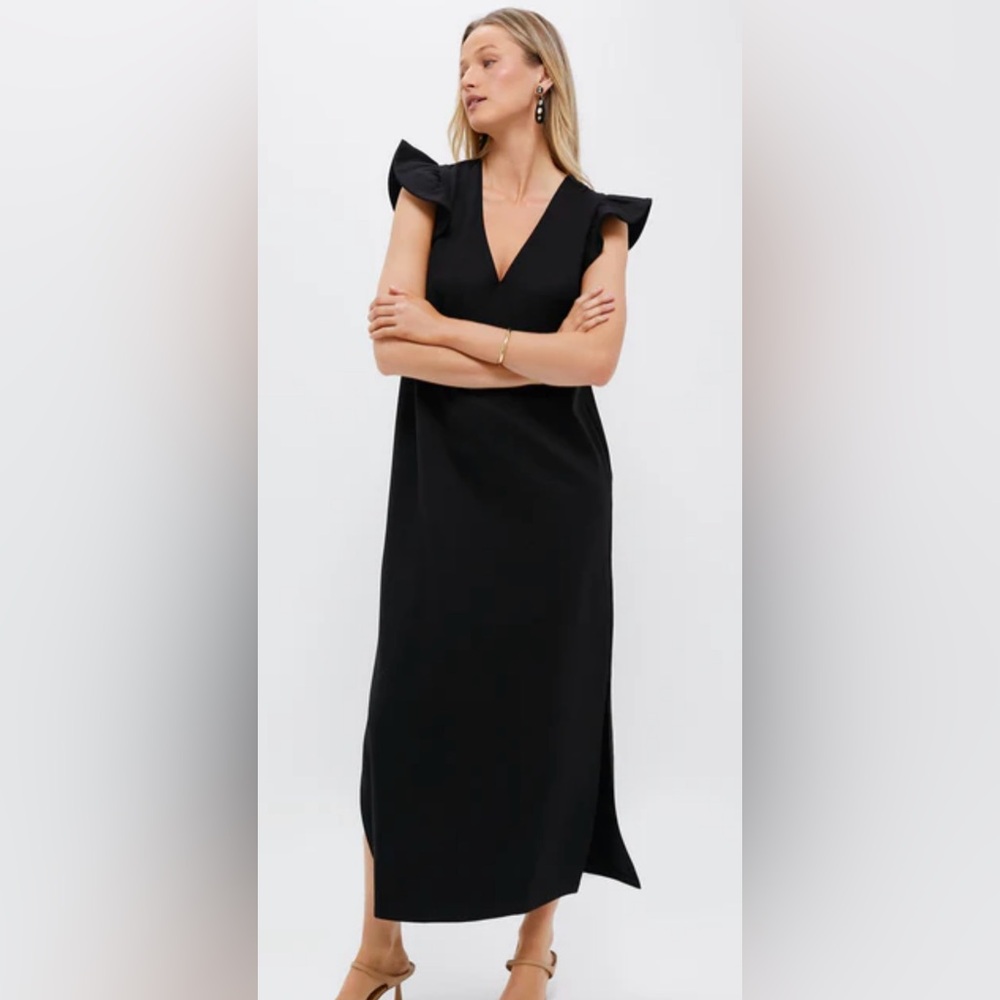 Tuckernuck Black Ruffle-Sleeve Midi Dress - Picture 3 of 6